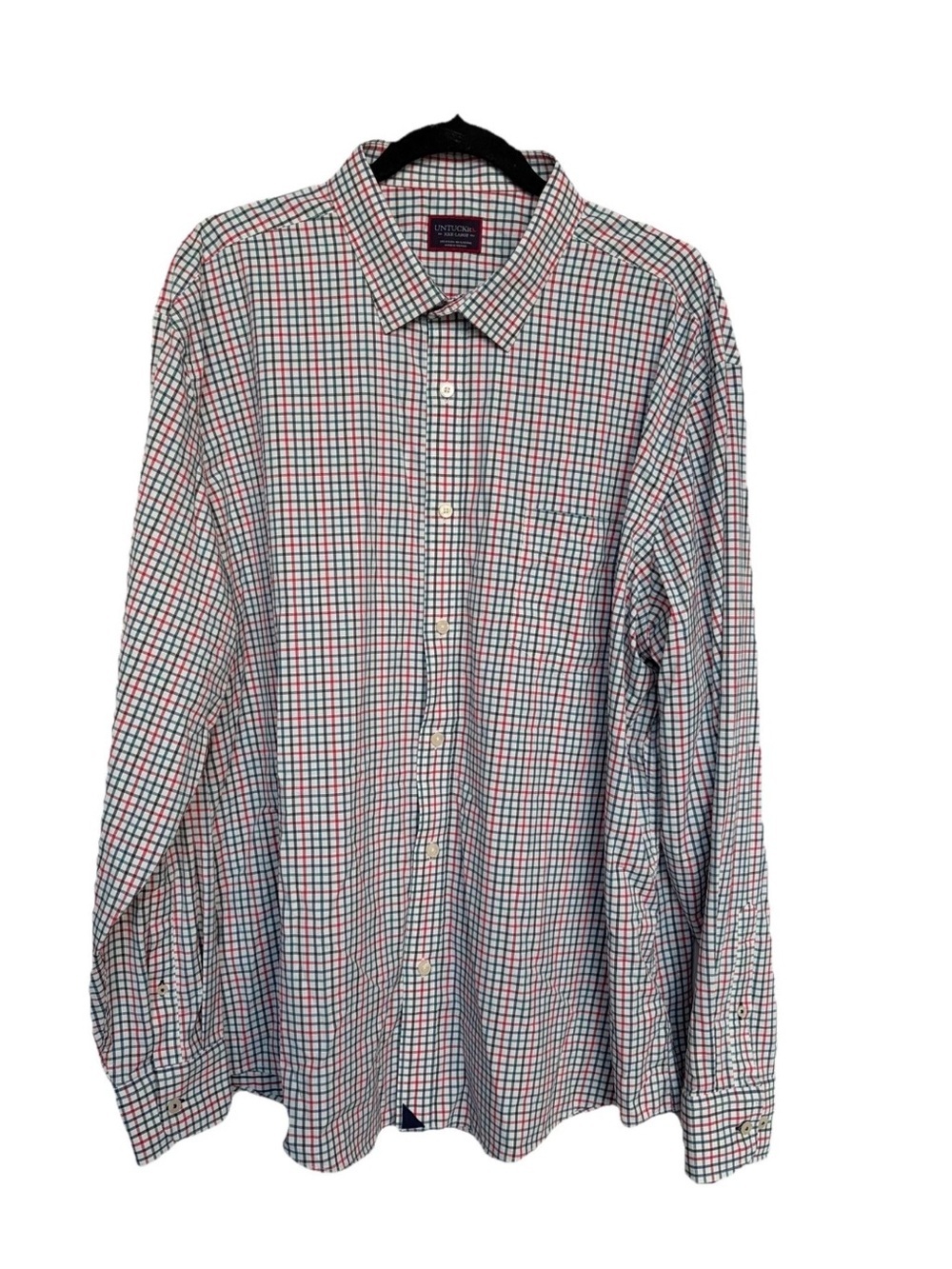UNTUCKit Mens 3XL Gingham Check Button Up Shirt Long Sleeve Blue White Green